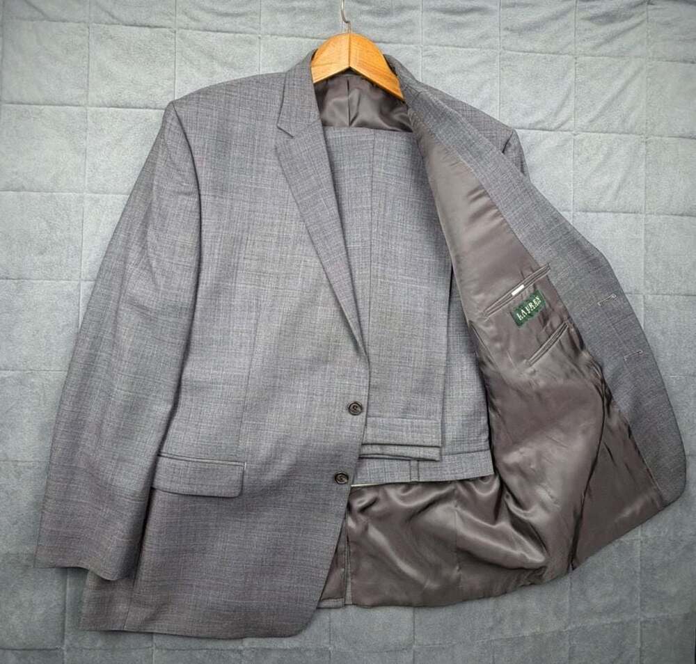 Lauren Ralph Lauren Mens Classic Fit Gray Suit Jacket 50R